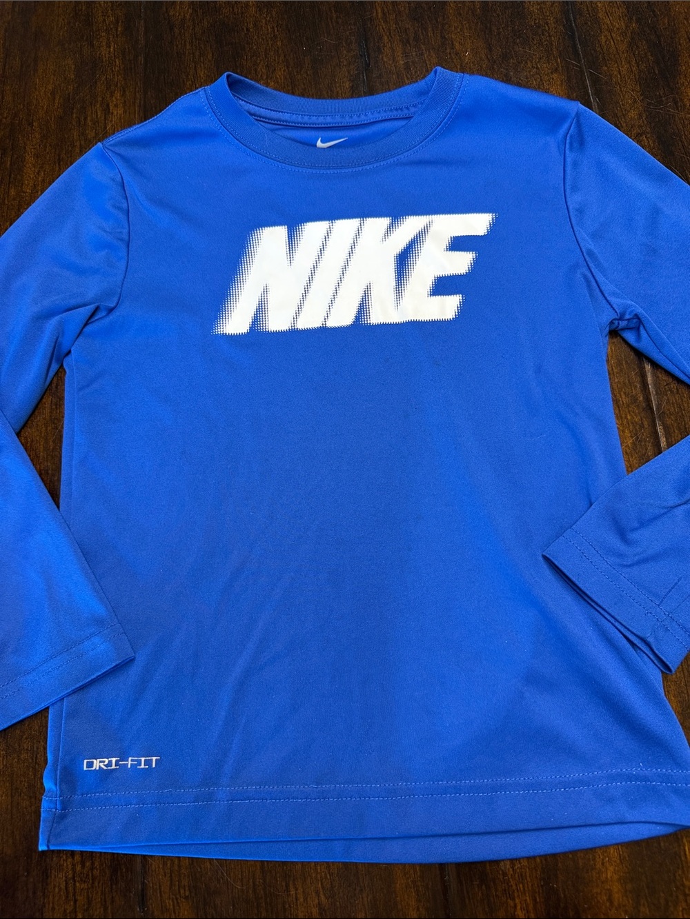 Nike Blue Long Sleeve Athletic Tee with Yellow Logo